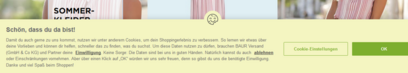 Aktueller Cookie Banner der baur.de Webseite
